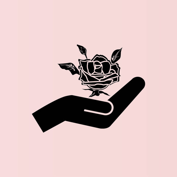 rose in hand icon - ベクター画像