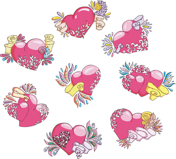 Set of stylized hearts - Vector, Image