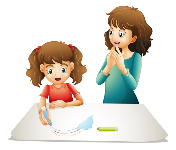 mom and kid - Vector, Image