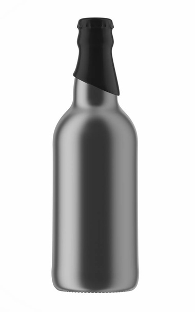 black top on silver bottle of beer - Foto, Imagen