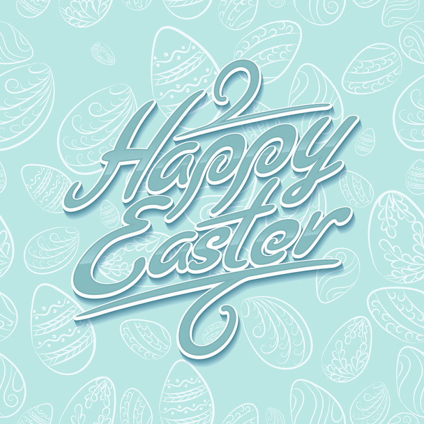 Easter lettering pattern blue - Вектор,изображение