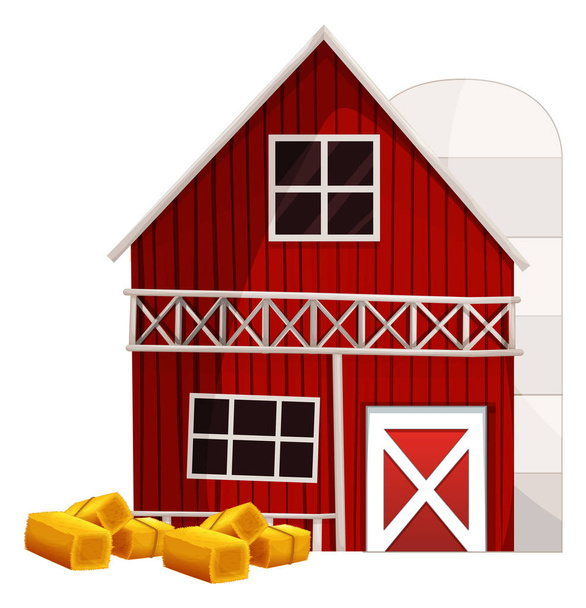 Red barn and silo  - Vector, Image