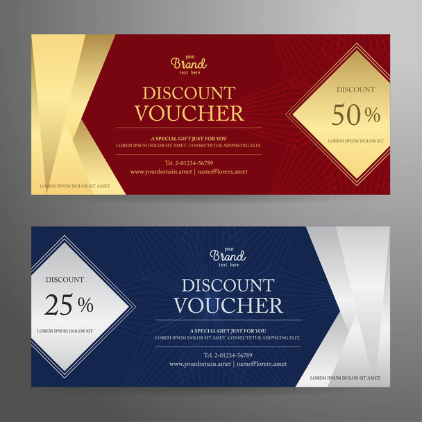 Elegant gift voucher or gift card or coupon template for discount or complimentary - Vector, Image