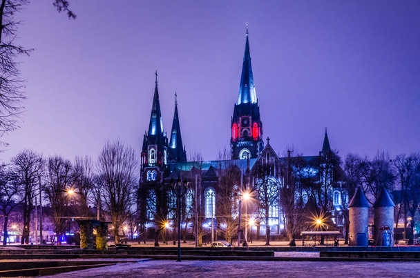 Neo-gotische stijl kathedraal - Foto, afbeelding