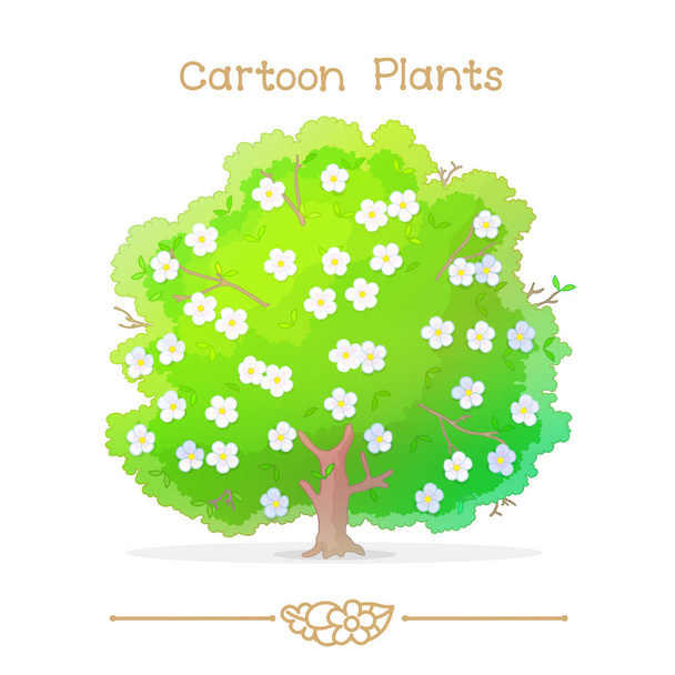  Plantae series cartoon plants: blooming tree - Vector, imagen