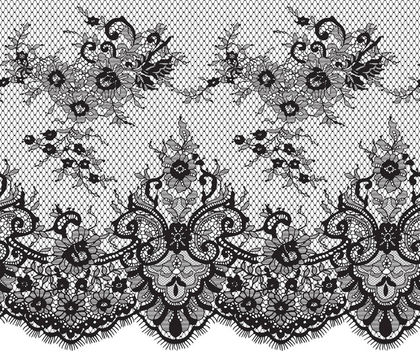 Seamless Black Vector Lace Pattern - Vector, Image