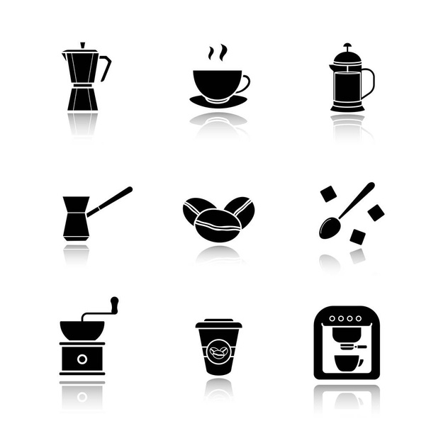 Coffee drop icons set - Vettoriali, immagini