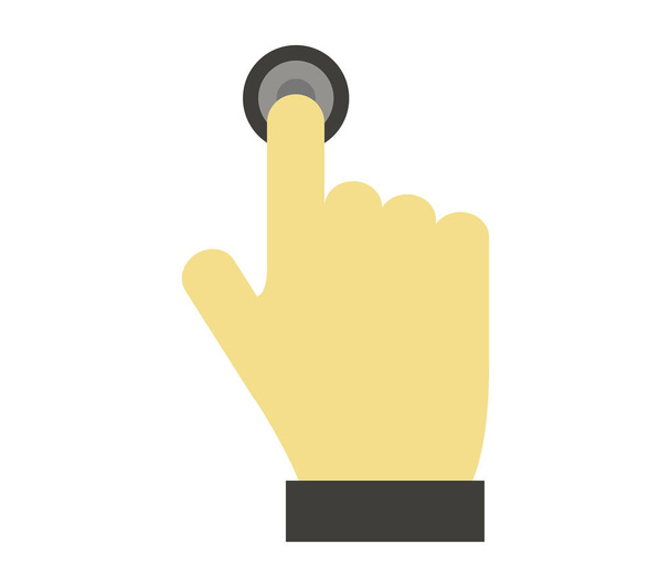 Рука натискає кнопку Сос, ілюстровану на білому тлі
 - Вектор, зображення