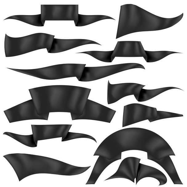 Set of Black Ribbons. Flag Collection - Vetor, Imagem