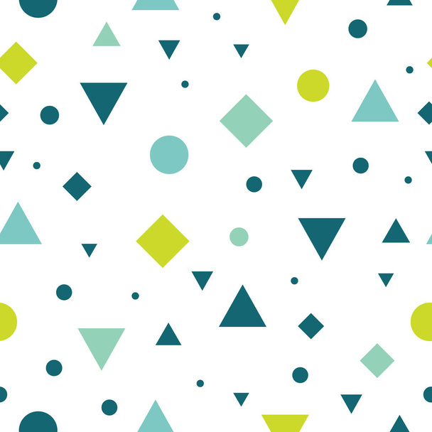 Vector Blue and Green Vintage Geometric Shapes Seamless Repeat Pattern Background. Perfect For Fabric, Packaging, Invitations, Wallpaper, Scrapbooking. - Vector, Image