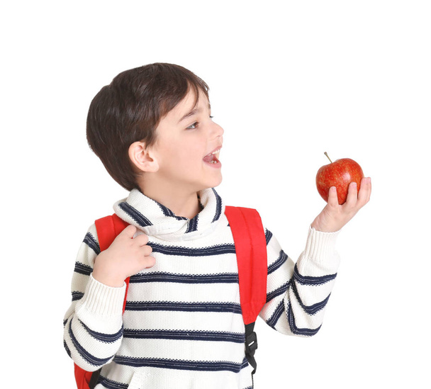 little schoolboy with apple - Foto, Imagem