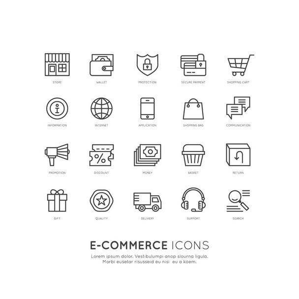 Versanddienstleistungen und -einrichtungen Online-Shopping, Lieferung und Retouren, E-Commerce und m-Payment-Konzept - Vektor, Bild