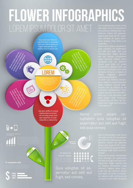 Virág stílus infografikai chart beállítások menü - Vektor, kép
