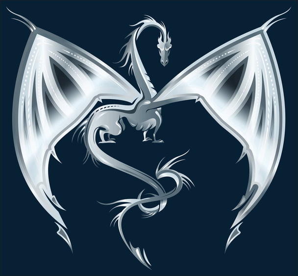 stilisiertes Bild des silbernen Drachen - Vektor, Bild