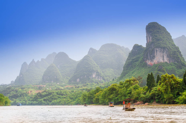 Karst landscape by Li river in Yangshuo - Photo, Image