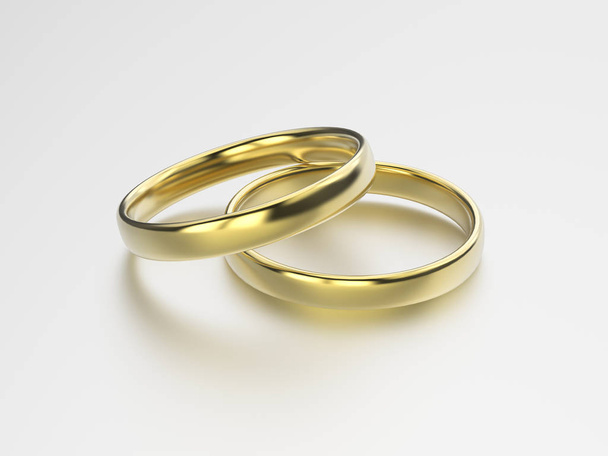3D illustration gold wedding rings  - Photo, Image