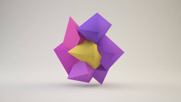 3D ilustracja kształt kwiat low poly - Zdjęcie, obraz