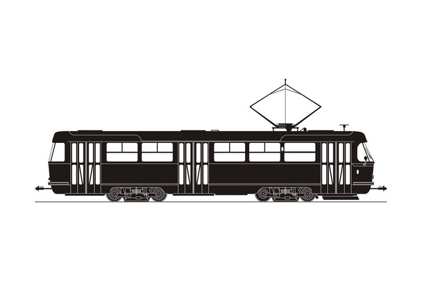 silueta de tranvía negro
 - Vector, imagen