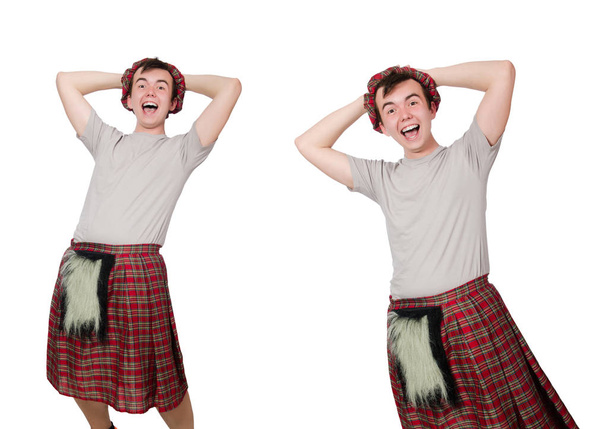 Смішний шотландський чоловік ізольований на білому
 - Фото, зображення