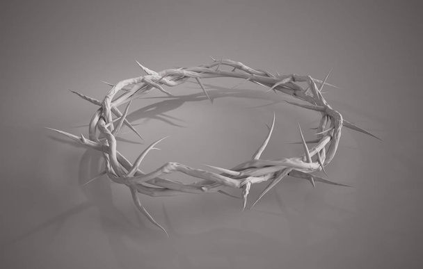 Crown of Thorns 3D Rendering Plain White  - Photo, Image