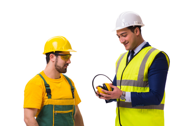 Two workers isolated on the white background - Photo, Image