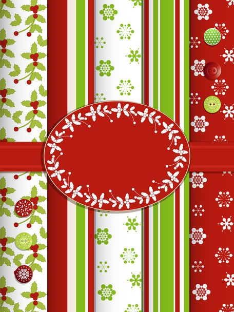 Christmas scrap book background with ribbon and border - Vettoriali, immagini