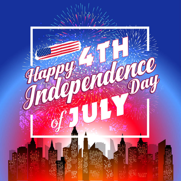 Fireworks background for USA Independence Day. Fourth of July celebrate - Vector, Imagen