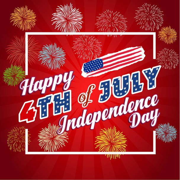 Fireworks background for USA Independence Day. Fourth of July celebrate - Vector, imagen