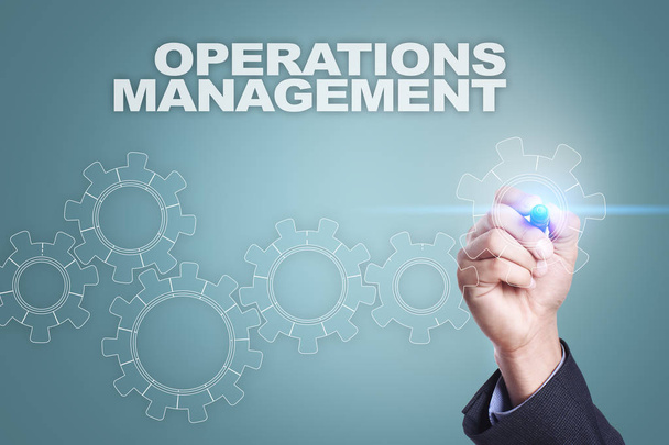 Businessman drawing on virtual screen. operations management concept - Photo, Image