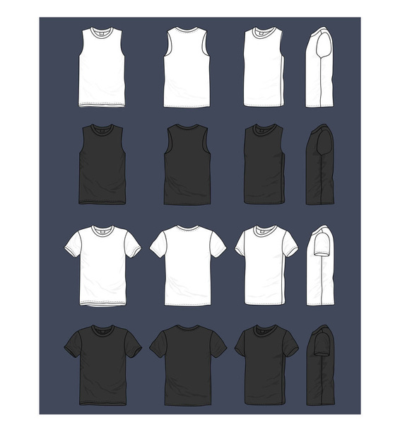 t-shirt en tank-bovenkanten vector illustracion set - Vector, afbeelding