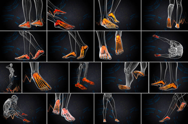 3d representación médica ilustración del hueso del pie
 - Foto, Imagen