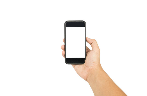 Phone on hand di - cut on white background , Clipping - path . - Фото, зображення