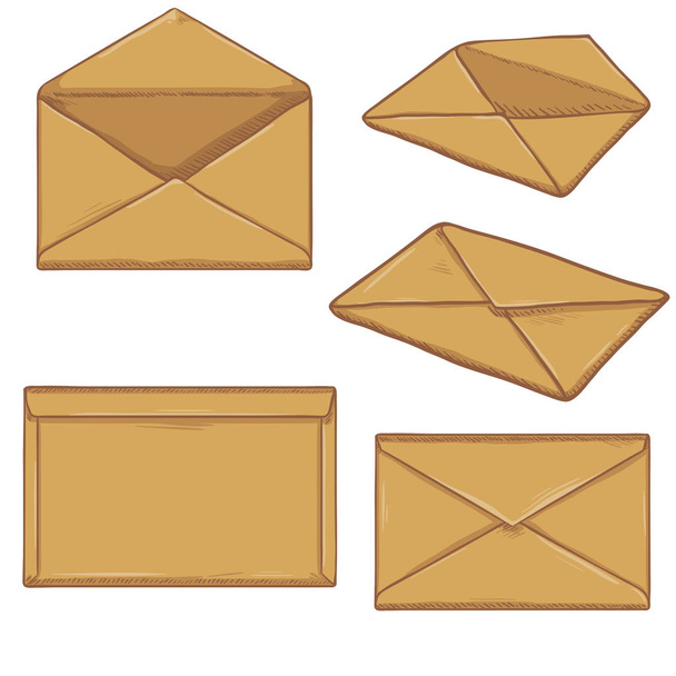 Set of cartoon brown envelopes - Vector, Image