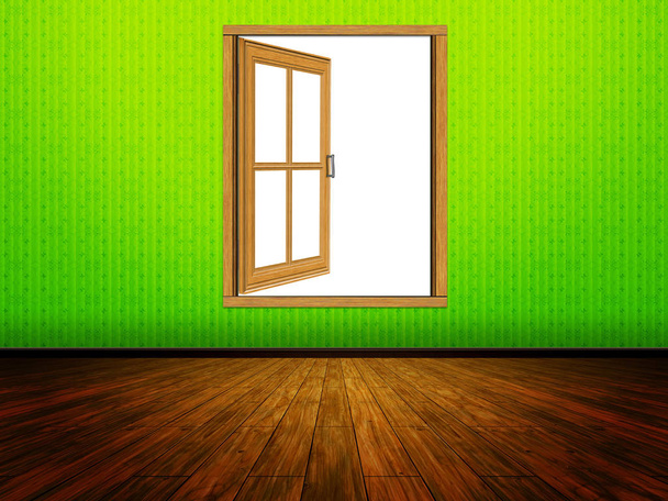 Дерев'яне вікно в кімнаті
 - Фото, зображення