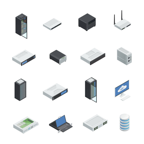 Conjunto de iconos del centro de datos - Vector, Imagen