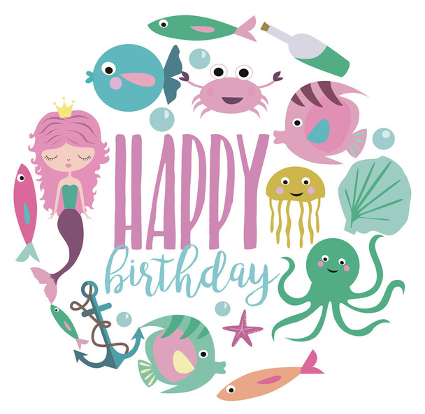 Happy Birthday greeting or invitation card template - Vektor, kép