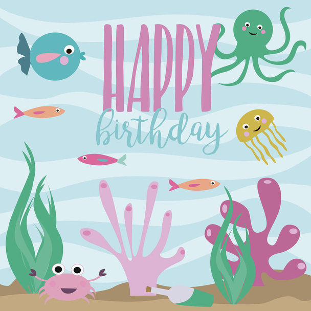 Happy Birthday greeting or invitation card template - Vector, afbeelding