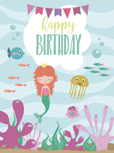 Happy Birthday greeting or invitation card template - Vector, afbeelding