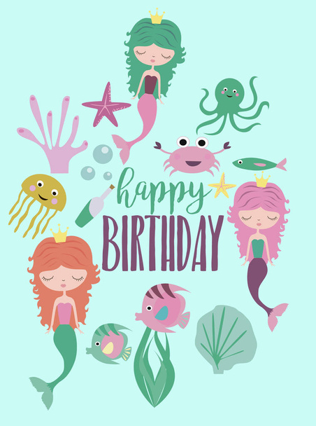Happy Birthday greeting or invitation card template - Vettoriali, immagini