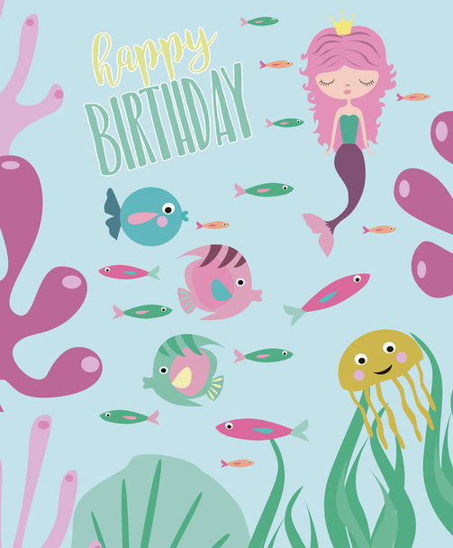 Happy Birthday greeting or invitation card template - Vecteur, image