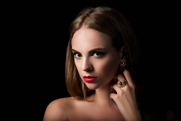 portrait of blond girl with jewelry - Foto, immagini