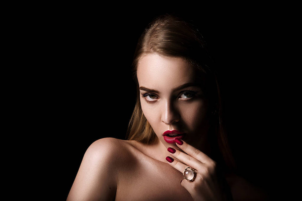 portrait of blond girl with jewelry - Photo, Image