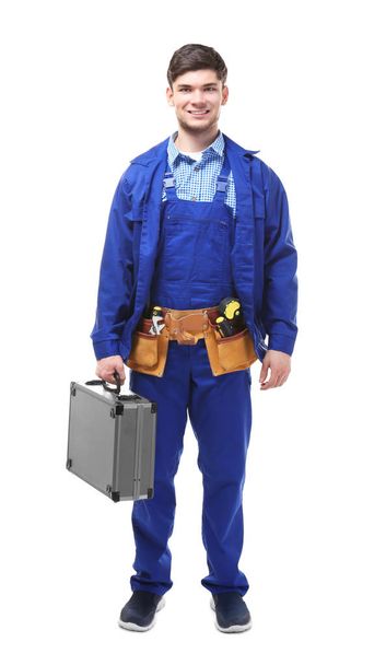 plumber holding tool box - Foto, immagini