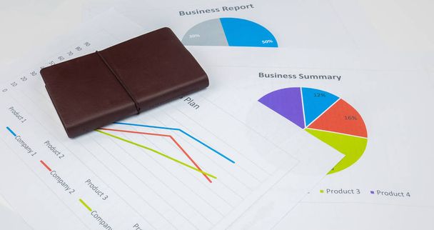 üzleti jelentés vagy pénzügyi papír con üzleti notebook - Fotó, kép