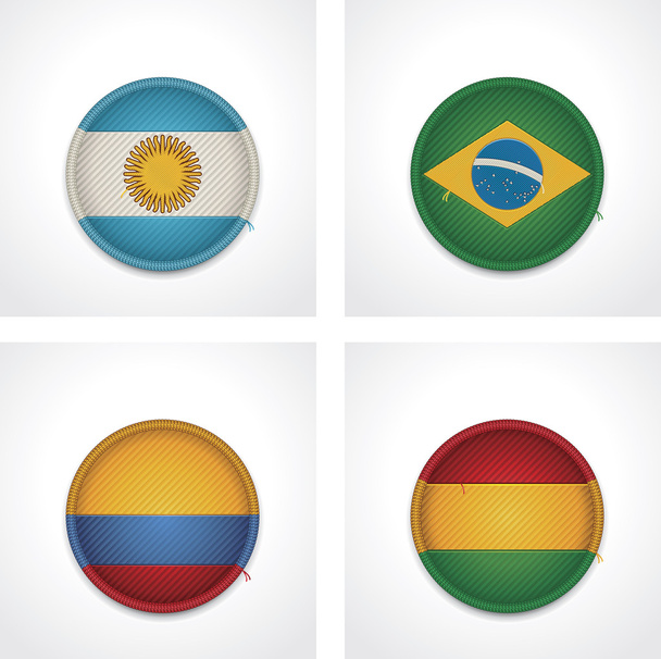 Bandeiras de vetor de países como emblemas de tecido
 - Vetor, Imagem