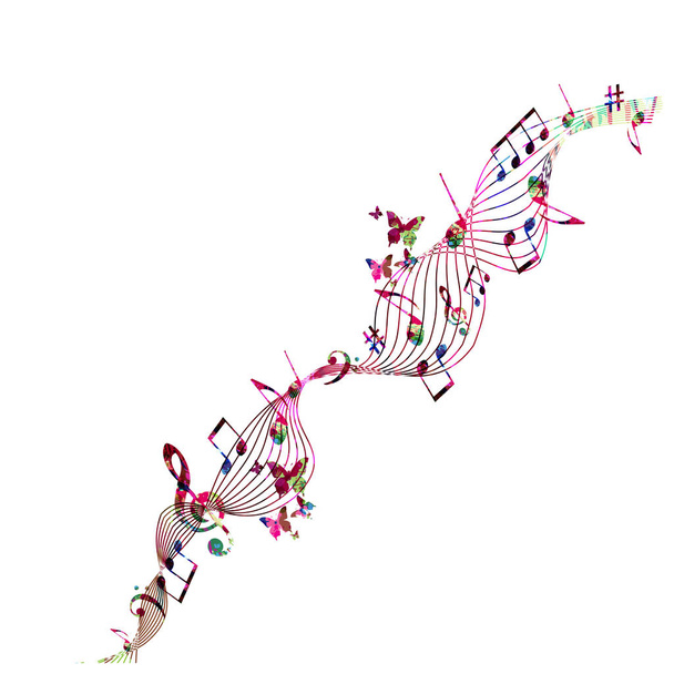 Fundo colorido com notas de música
 - Vetor, Imagem