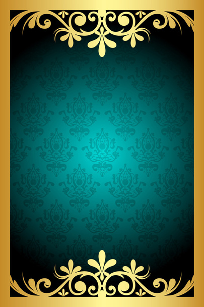 Vector floral turquoise and gold frame - Vetor, Imagem