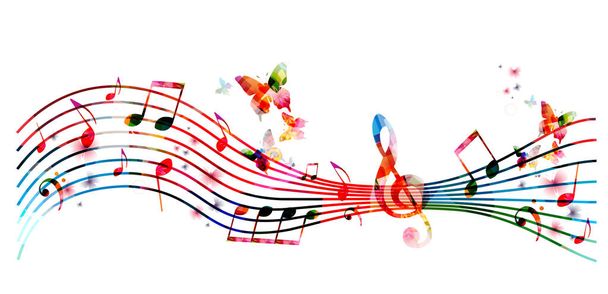 Colorful background with music notes - Vecteur, image