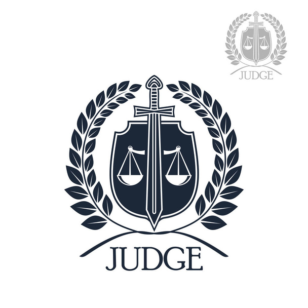 Lawyer firm, judge and law office symbol - Vector, Image