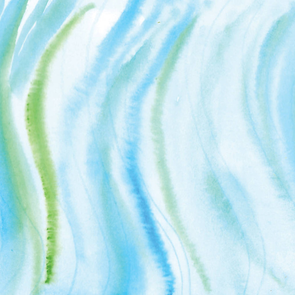 Handmade Painting watercolor blue sea, paper texture - Φωτογραφία, εικόνα